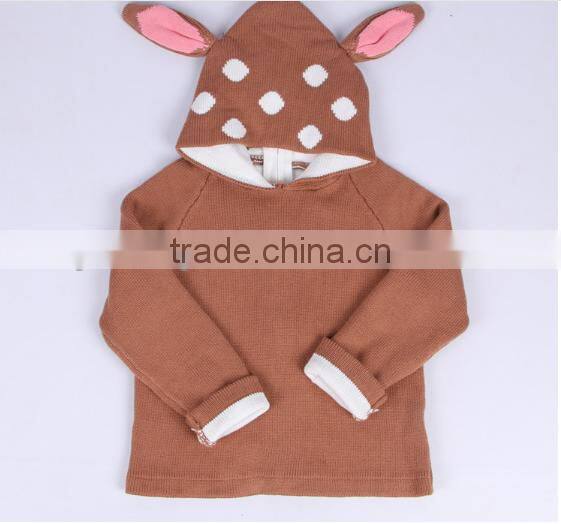 Deer Ear Baby Sweater Zipper Cardigan With A Hood Children Sweater