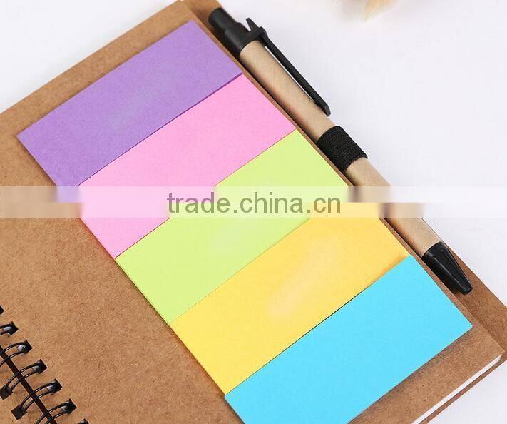 customised logo Kraft blank cover white lined inner paper spiral notebook with pen colorful sticky notes divider