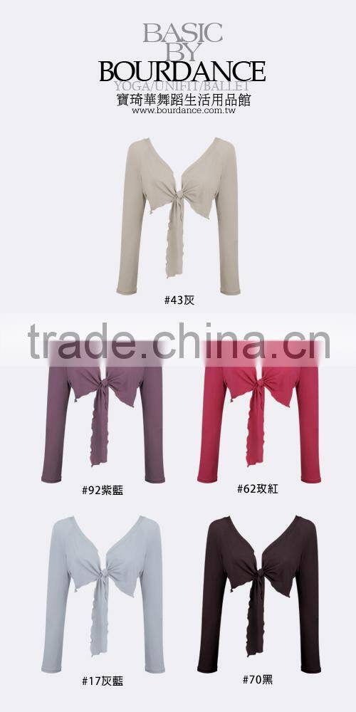 Women sport wrap crop top with long sleeve