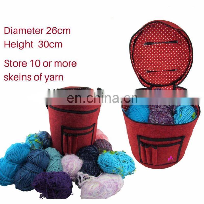 Yarn Storage Bag Organisation Portable Lightweight Easy to Carry Knitting Crochet Yarn Holder with Pockets