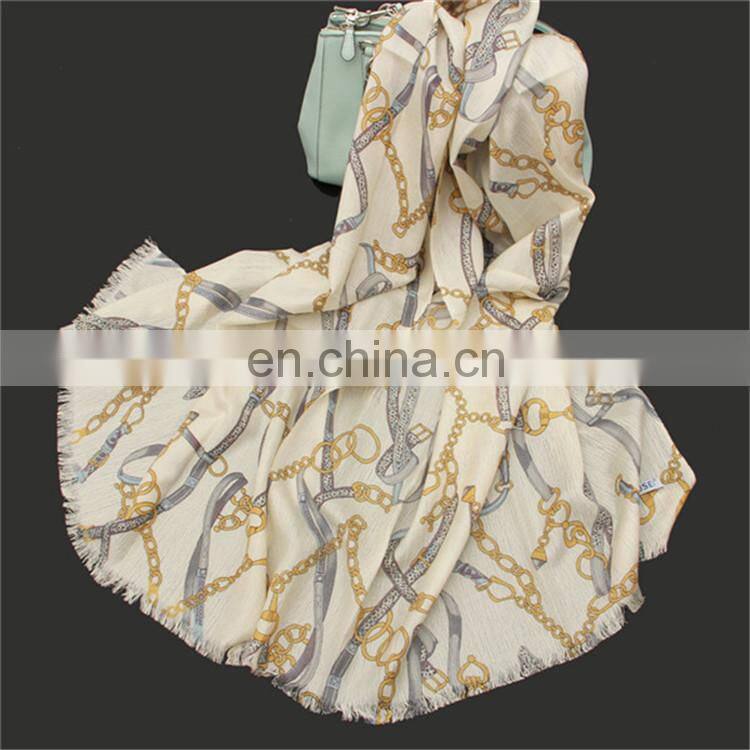 2017 wholesale fashion women print wool silk reversible scarf
