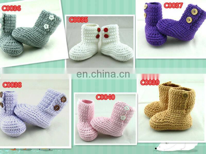2015 Newborn Baby Boys Booties With Button Ankle Boots Baby Crochet Shoes Brown