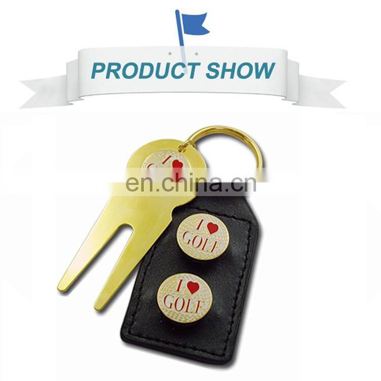 Golf gifts set with golf divot tools, custom golf tees and ball marker