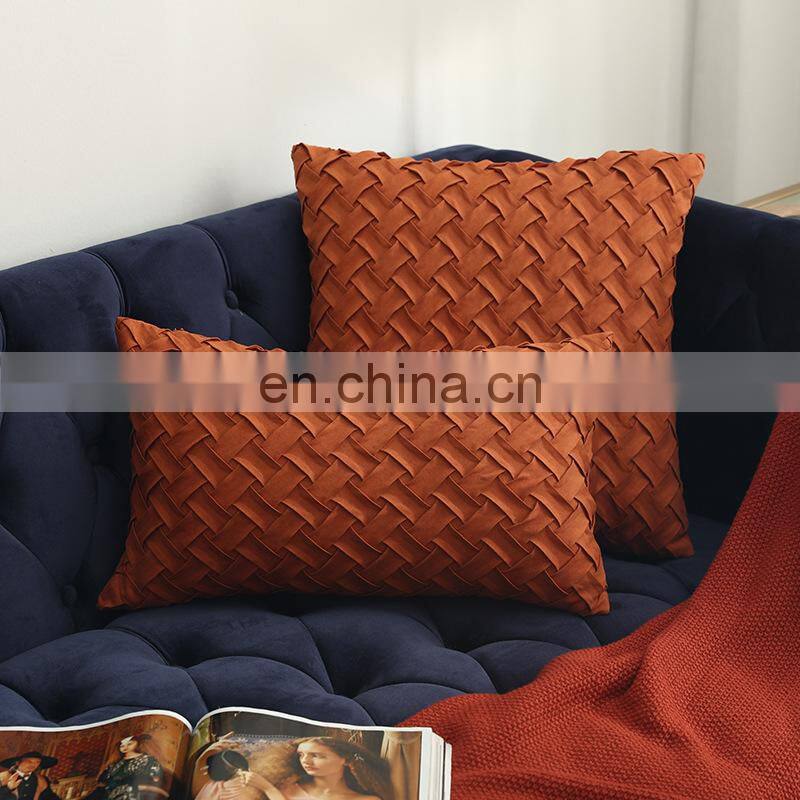 Woven Velvet Throw Cushion Case Pillow Cover with Invisible Zipper