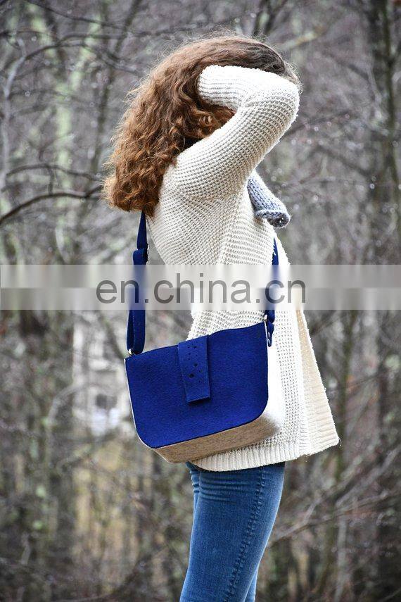 Handmade Modern Designed Felt Messenger Bag with cotton lining