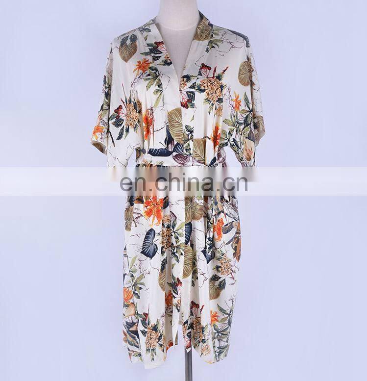 New Women Chiffon Beach Kimono Cardigan Bird Leaves Print Open Front Holiday Loose Thin Blouse Beachwear Cover Up