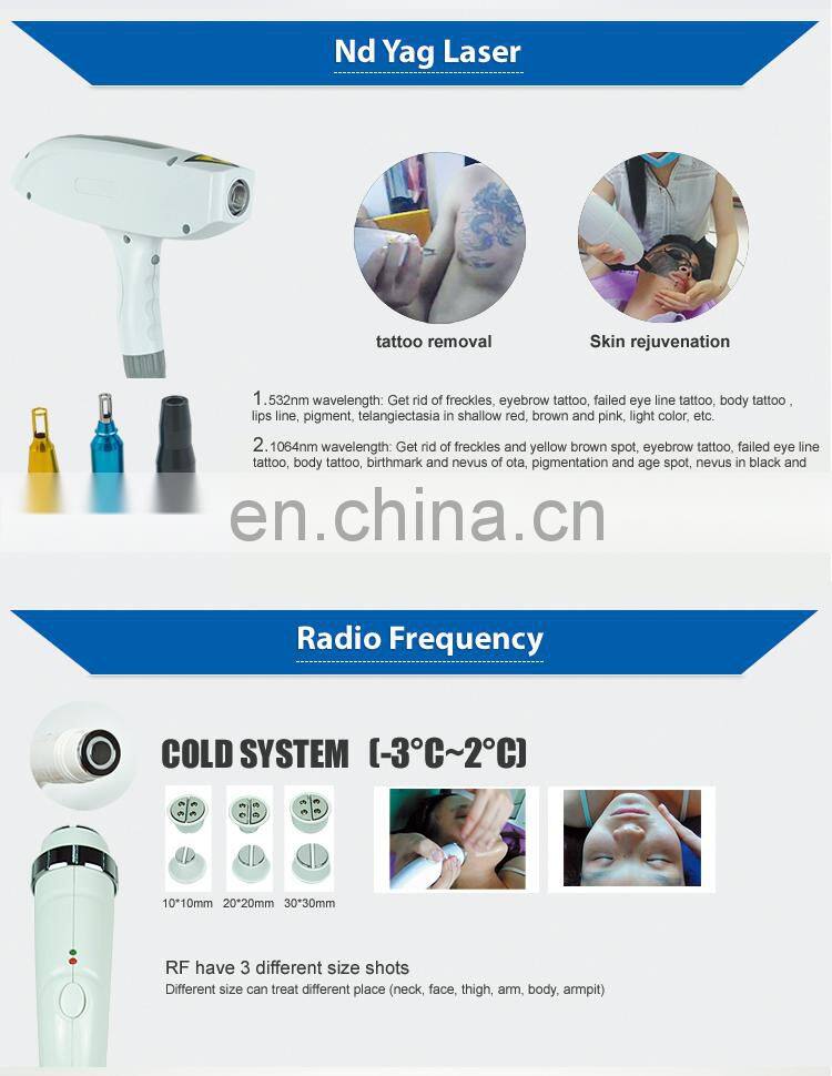 Multifunction Beauty System Dual SHR Handle IPL Hair Removal / Nd Yag Laser Tattoo Removal / RF Skin Tightening
