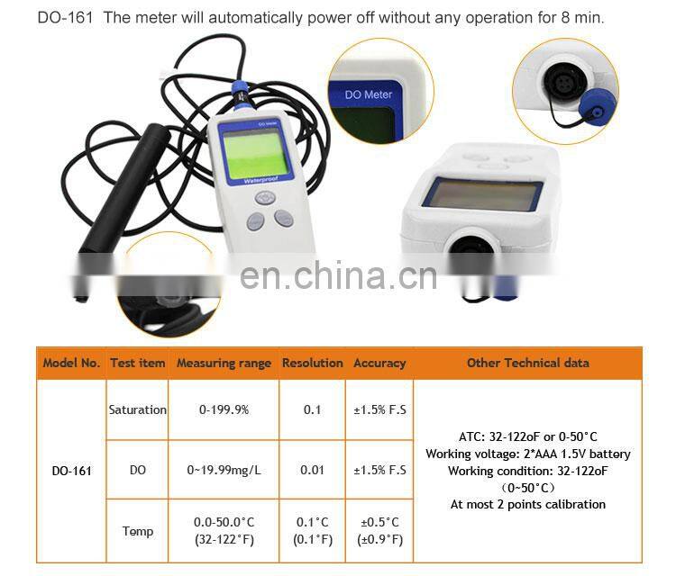 IP67 Water Quality Meter Portable DO Meter 3 in 1 Digital Temperature Dissolved Oxygen Meter