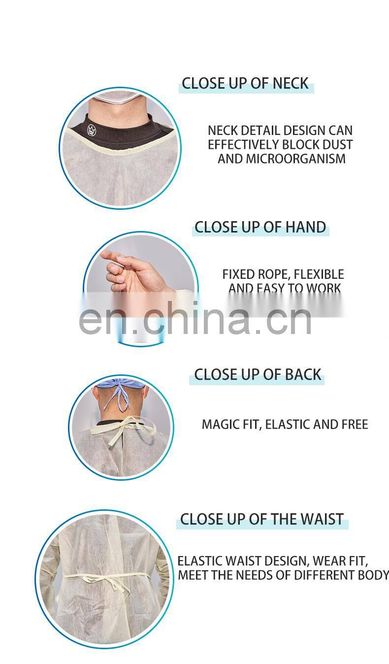 Impervious Level 1 PP Isolation Gown Disposable Yellow Doctor Uniform