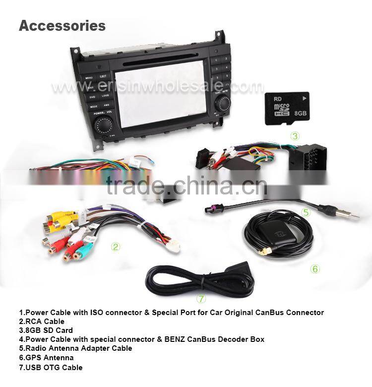 Erisin ES2508B 7" Mercedes 2 Din Car Radio with Android 4.4.4 Canbus