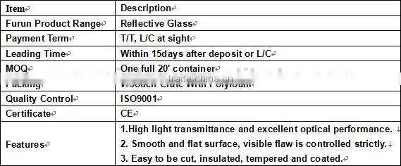 4mm Off Line Coating Reflective Glass with CE and ISO9001