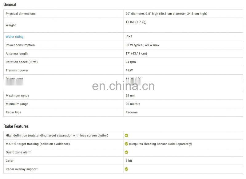 Marine electronics maritime navigation communication ship boat yacht GMR 18 HD+ 4KW 36nm radome radar sensor antenna