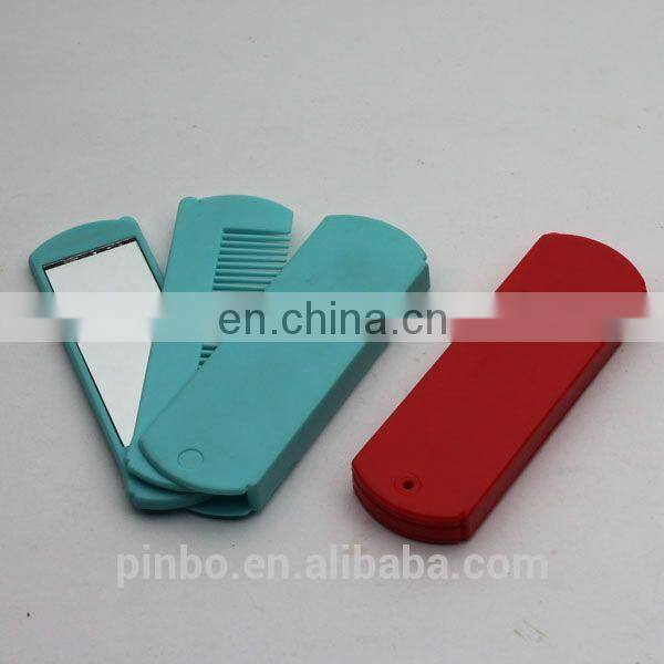 Cheap Plastic Rectangle Travel Foldable Hair Brush Cosmetic Set 2 in 1 Pocket Folding Comb with Mirror