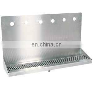 Shank Mounted Drip Tray Brushed Stainless With Drain 6 Faucets