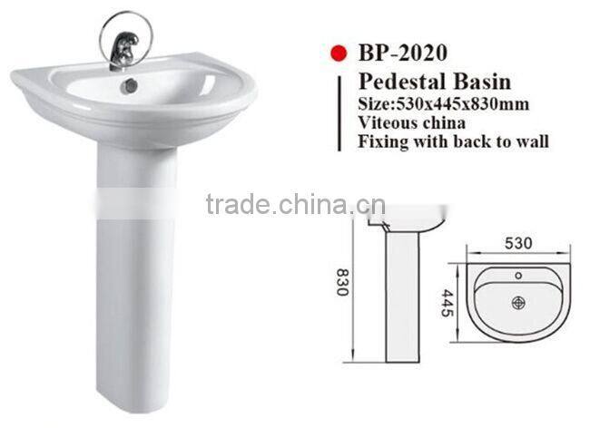 BP-2014 Modern Bathroom Design, Quality Pedestal Basin, Bathroom Ceramic Hand Wash Sink Bash Bowl