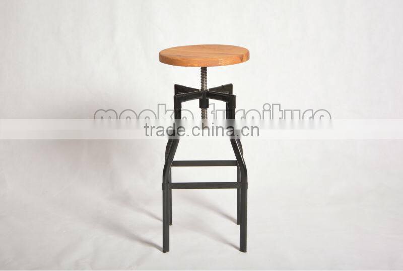 Timber Seat Swivel Turner Industrial Bar Stool