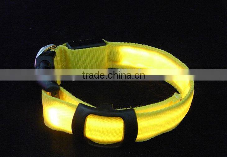 Pure Color Double Side Exposure Flat Optical Fibre Led Pet Dog Collar
