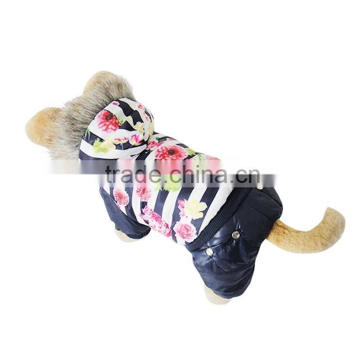 Luxury fur flower cotton Royal Blue dog clothes