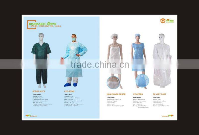 Disposable waterproof CPE gown full back overhead gown