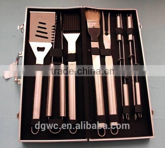 3pcs stainless steel barbecue tools with alumium case