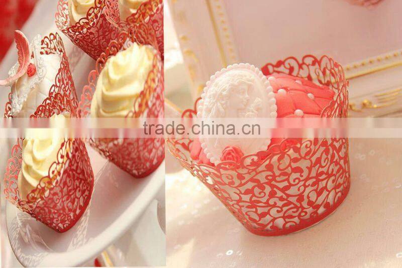 hot sale laser cut paper pumpkin wedding lace cupcake wrappers Wholesale Laser Cutting Cupcake Paper Cup Wrappers Elegant DG-106