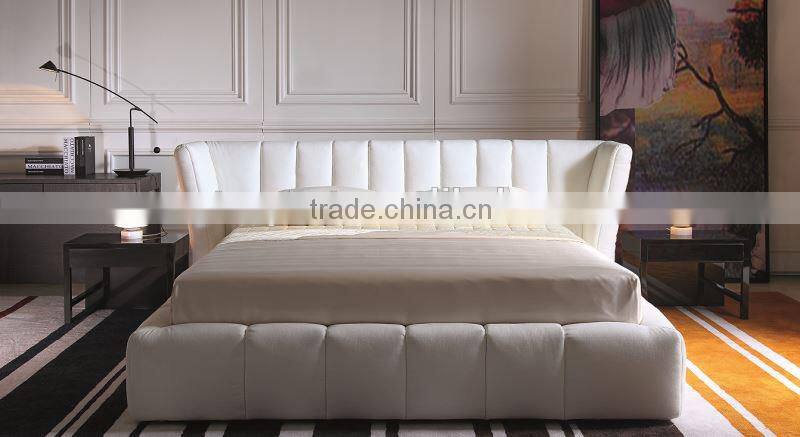 Foshan modern design Italian leather bed design furniture wooden bed room furniture MB1103