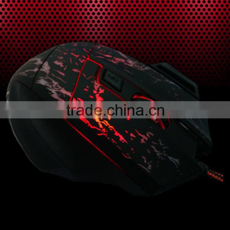 high quality 2500DPI computer gaming mouse,laser game mouse with Changeable colorful breath lamp Gaming Mouse