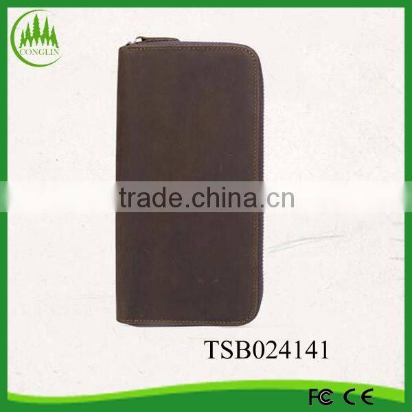 hot sale vintage luxury mens clutch bag cow hide full grain leather long wallets