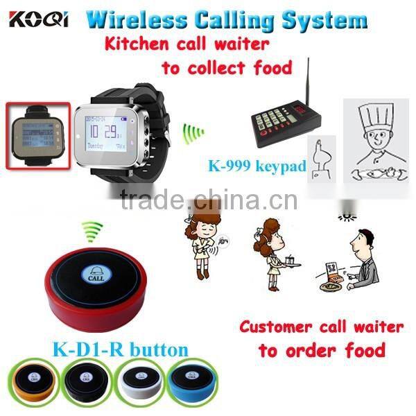 Wireless Guest Pager System For Kitchen Waiter Watch Pagers Quick Bell Call Button With 433.92MHZ