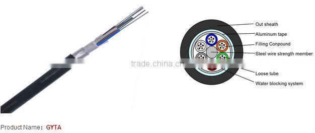 2-144 core stranded loose tube fiber cable with aluminum tape GYTA