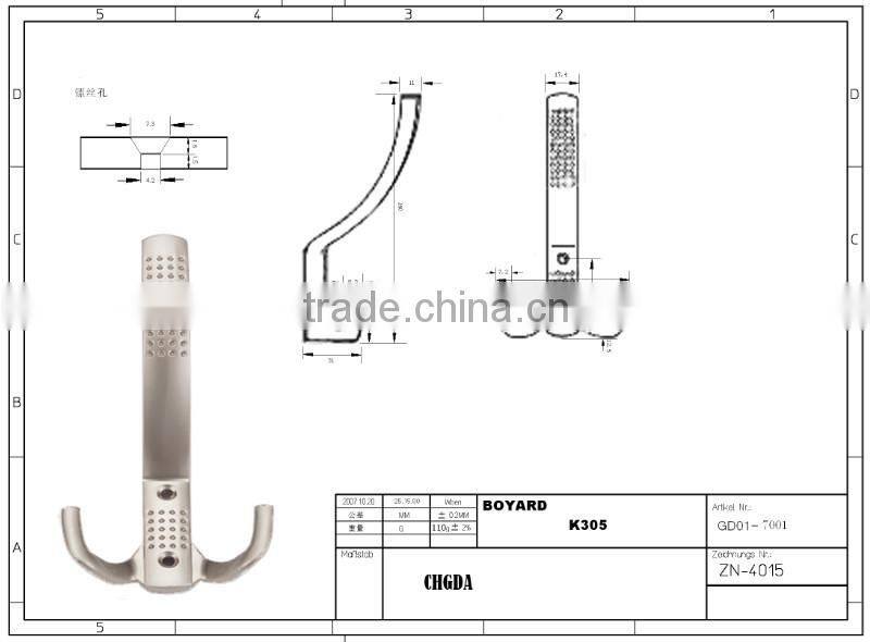 Furniture Hook Zinc Alloy Hook Metal Double Hang Hooks