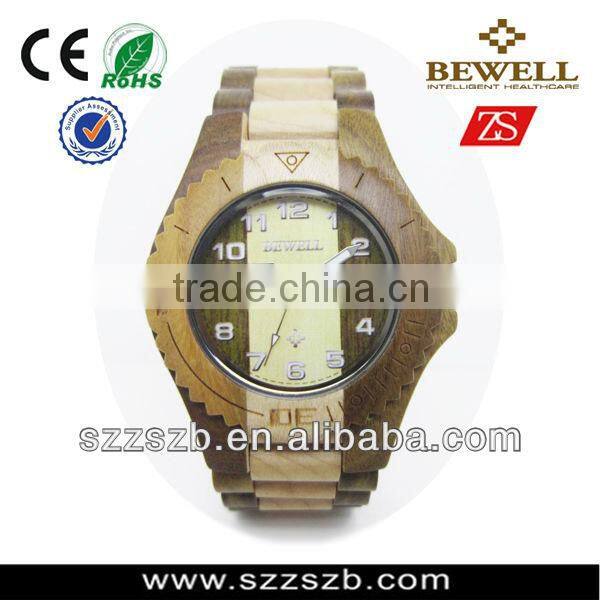 2016 high quality Popular elegant wood wristwatch with various colors wood Case and Band, Japan Movement 2035 with calendar