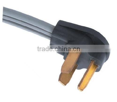 NEMA 10-30P heavy duty three prong power cord plug with cUL approval.