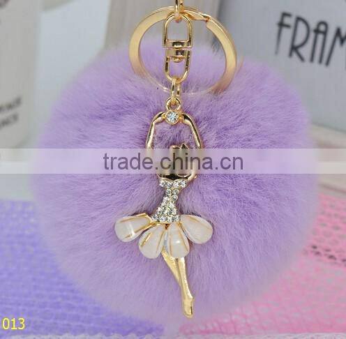 Cell Phone Car Handbag Charm lady Fur Ball Keychain/