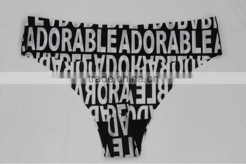 Sexy Character Print Seamless Laser Cut T Panty