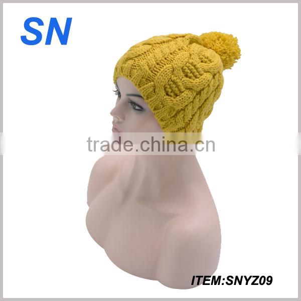 custom novelty acrylic knitted pom pom hat lady