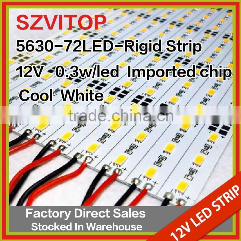 SV Dc 12V LED STRIP Super Bright 5630 72LEDs Rigid Strip Light cool WHITE Non-waterproof 12mm Width PCB