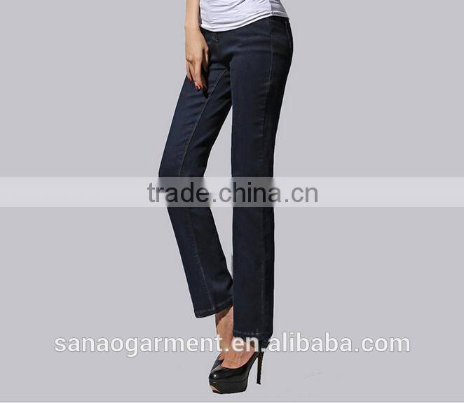 2015 wholesale Euramerican mid-waisted women's straight jeans