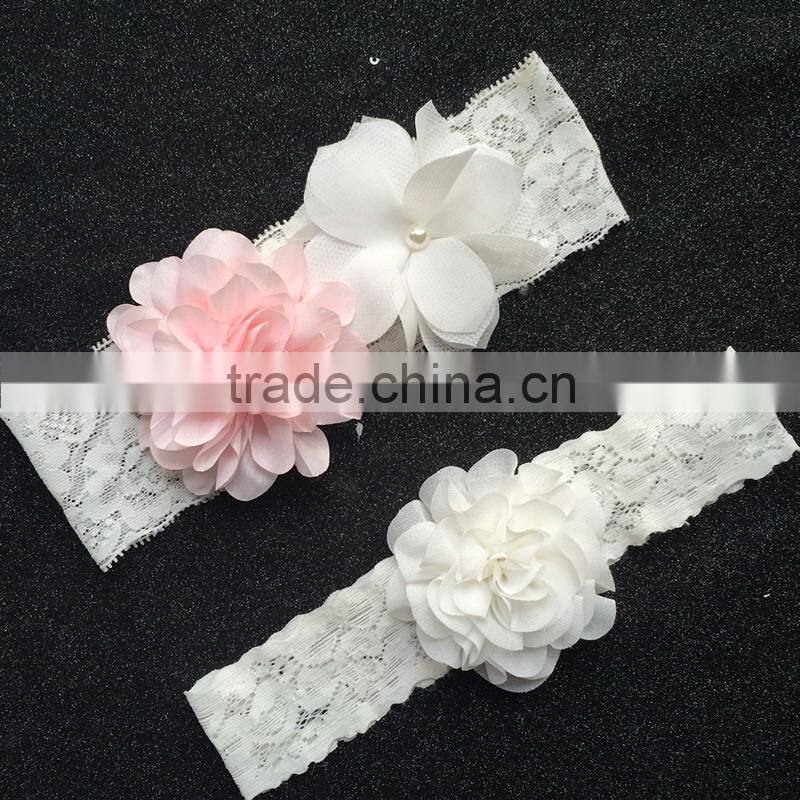 Fabric Flower Chiffon Flower Lace Wedding Garter Set,Custom Design Bridal Garter Lace