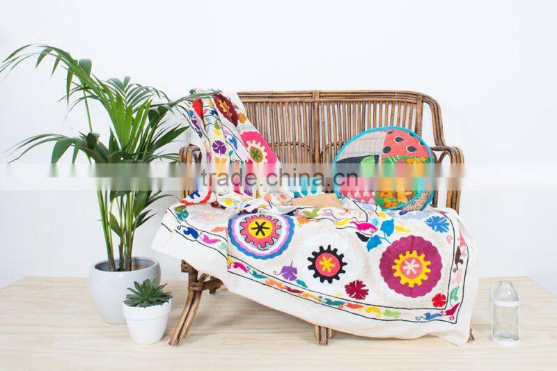 Handmade Suzani Throw Indian Suzani Wall Hanging Uzbek Twin Suzani Bed Cover Suzani Wall Art Tapestry