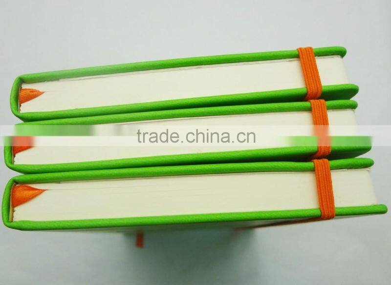 green leather with orange elastic band customized design your own notebook