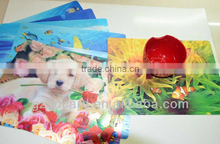 Custom lenticular plastic 3D placemats PET 3D placemats