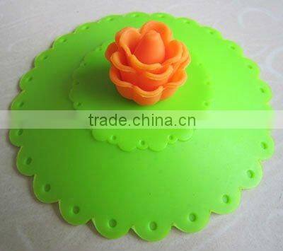 magic silicone cup lids with 3D Rose Flower handle