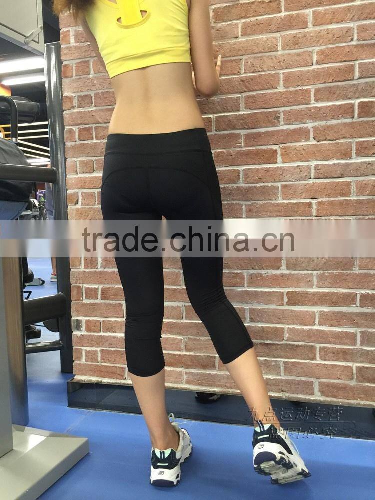 Fashion High Quality Womens Sports Gym Mesh Breathable Pants cycling Fitness Leggings Capris Stretch pants