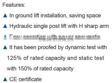 pneumatic and hydraulic single post inground lift