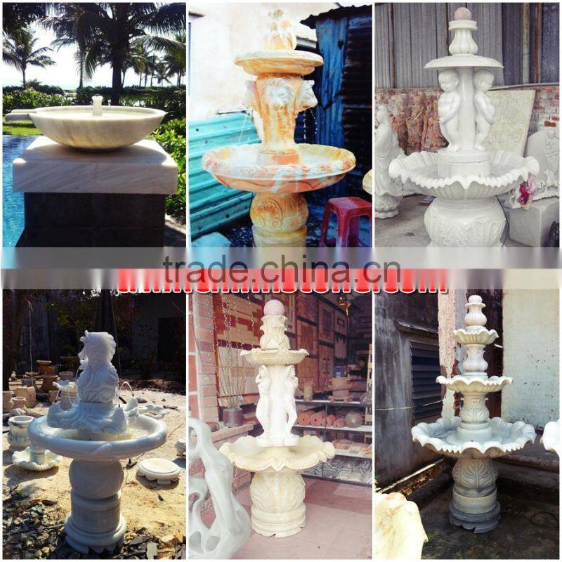 Baby dancing water fountain hand carved stone sculpture from Vietnam