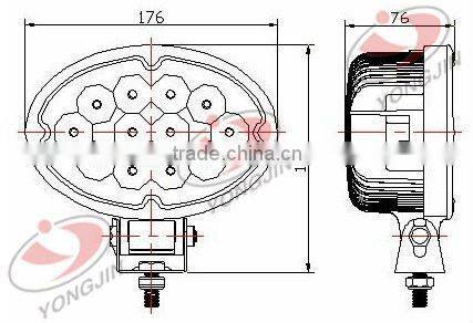 Oval led worklamp/ LED Work Light 36W 9-33V for forklift/ truck/fire engine/ambulance