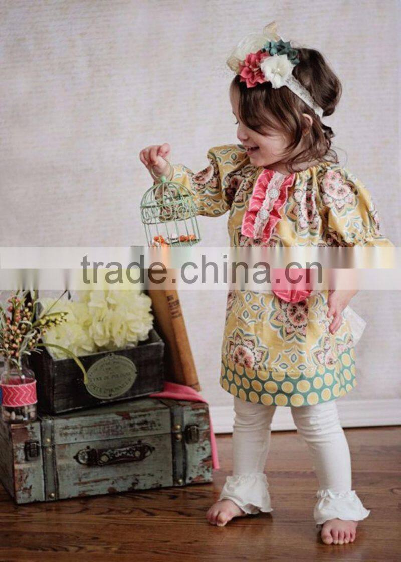 unique design fall winter 2pcs stripe ruffle boutique outfits with two pockets