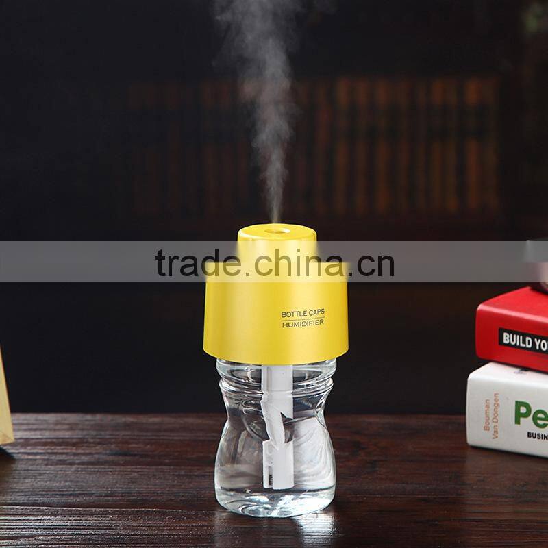 Portable Mini Air Diffuser USB Bottle Cap Humidifier with LED Night Light