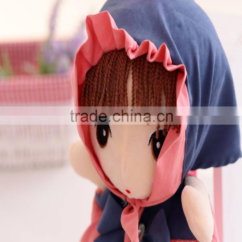 55cm beautiful customized beige stuffed plush Phil doll backpack with color-assorted windbreak& hood